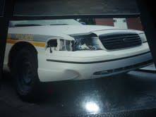 The police cruiser that struck Gladys. Photo courtesy of Bridget Tolley.