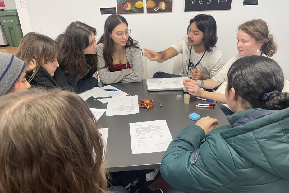 Students discuss during the ThinkSci workshop at Vanier College on November 3, 2023.